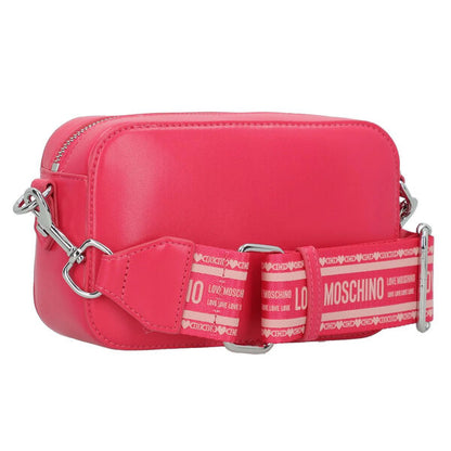 Pink Logo Embossed Crossbody Bag with Heart Detail