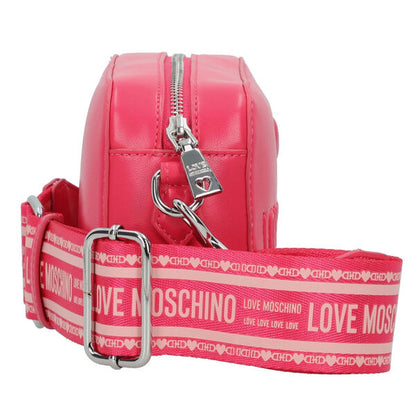Pink Logo Embossed Crossbody Bag with Heart Detail