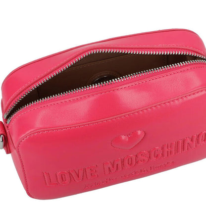 Pink Logo Embossed Crossbody Bag with Heart Detail