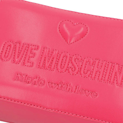 Pink Logo Embossed Crossbody Bag with Heart Detail