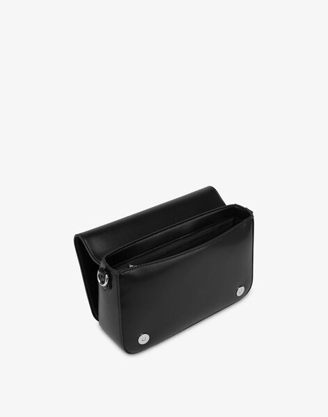 Black Embossed Crossbody Bag with Logo Strap