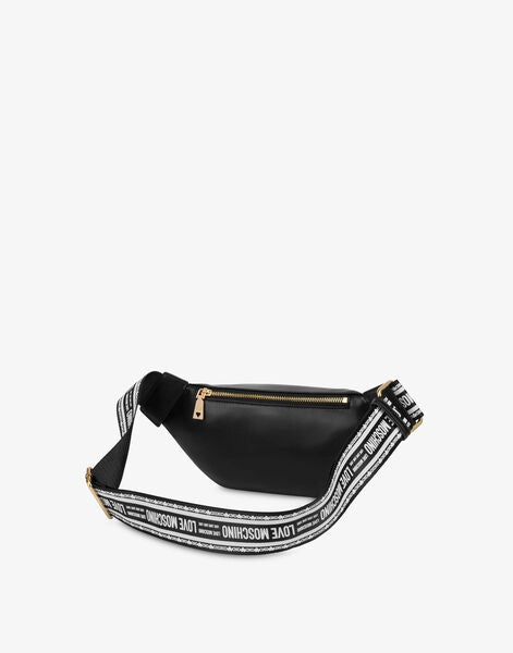Black Logo Strap Belt Bag with Gold Zip