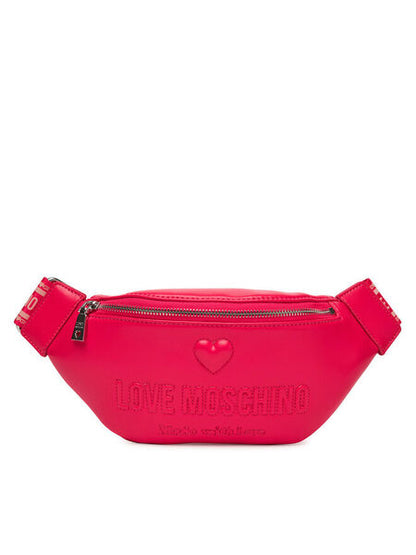 Pink Faux Leather Belt Bag with Heart Detail