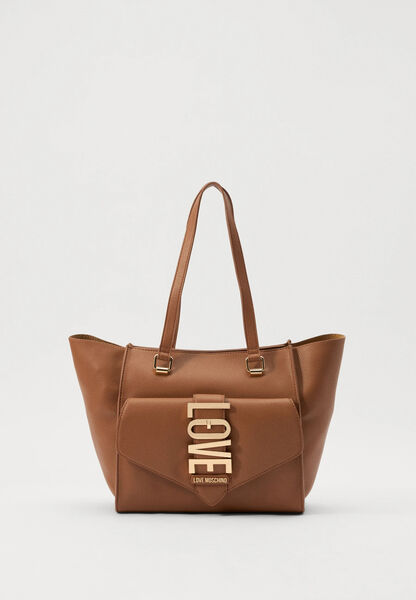 Brown Tote Bag with Gold Accent