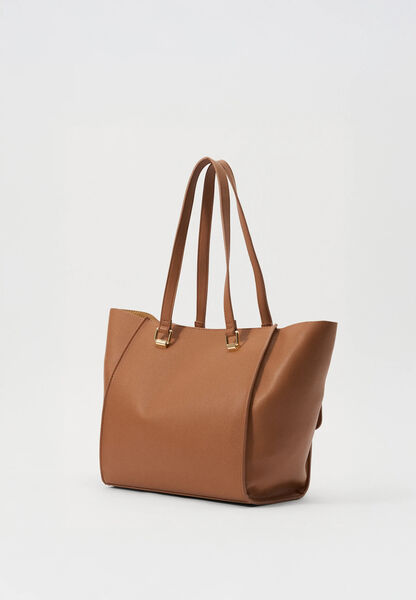 Brown Tote Bag with Gold Accent
