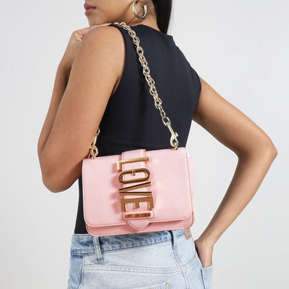 Pink Logo Embellished Crossbody Bag