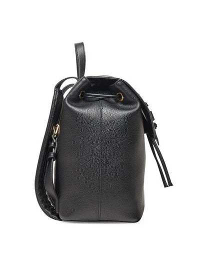 Black Textured Backpack with Logo Accent