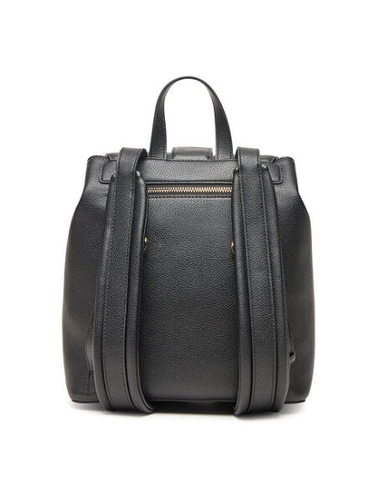 Black Textured Backpack with Logo Accent