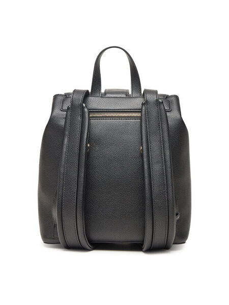 Black Textured Backpack with Logo Accent