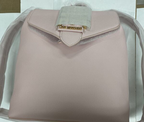 Pink Textured Backpack with Flap Closure