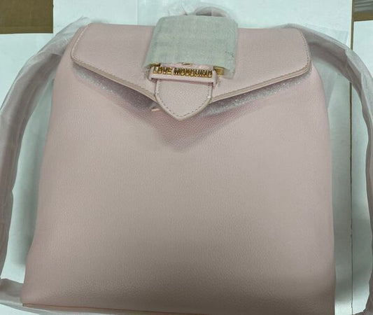 Pink Textured Backpack with Flap Closure