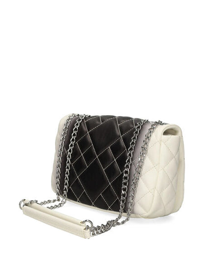 Black Gradient Quilted Shoulder Bag with Chain Strap