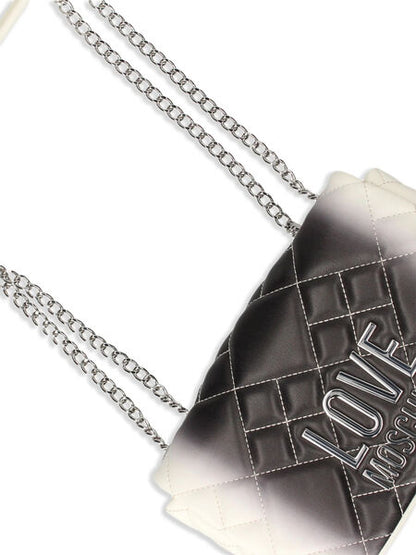 Black Gradient Quilted Shoulder Bag with Chain Strap