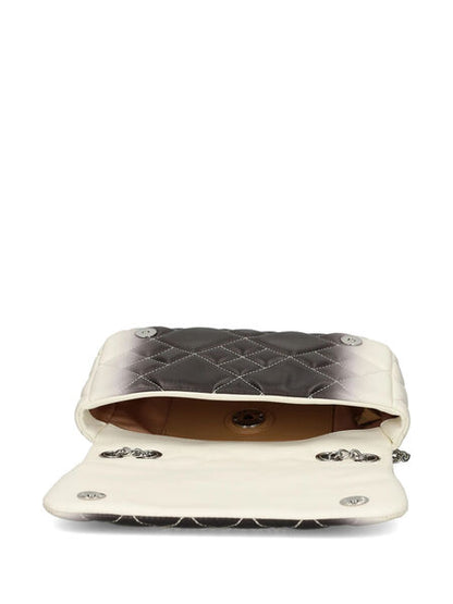 Black Gradient Quilted Shoulder Bag with Chain Strap