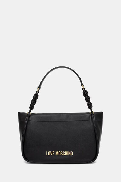Black Logo-Embellished Tote with Knotted Handle
