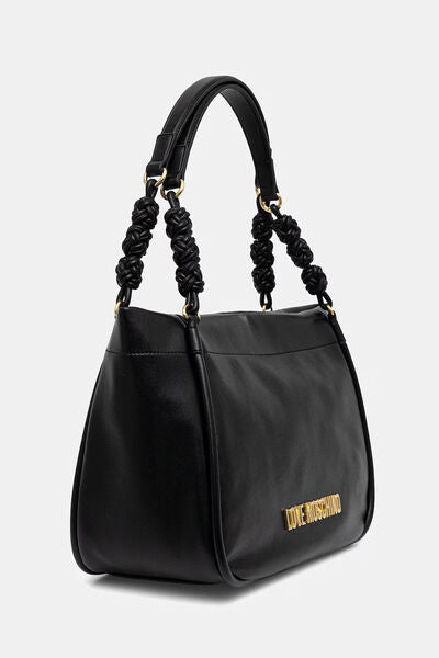 Black Logo-Embellished Tote with Knotted Handle