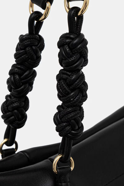 Black Logo-Embellished Tote with Knotted Handle