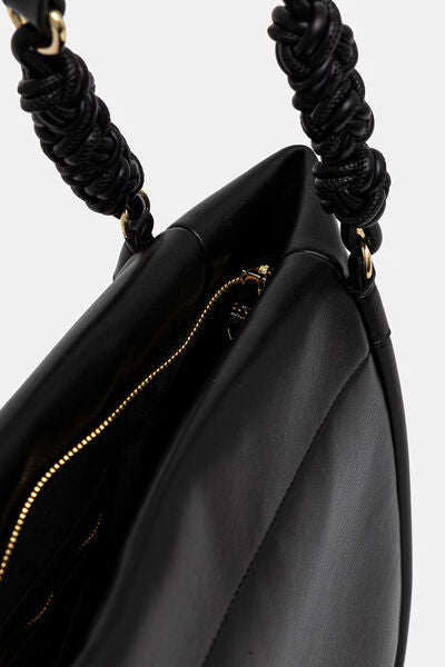 Black Logo-Embellished Tote with Knotted Handle