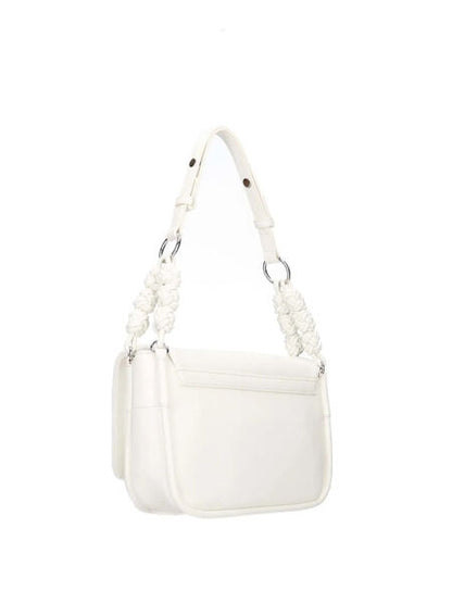 White Logo Shoulder Bag with Braided Handle