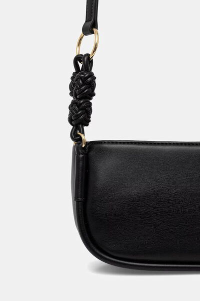 Black Logo Accent Crossbody Bag with Knotted Detail