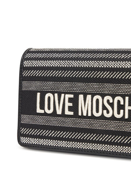 Black Woven Clutch with Chain Strap