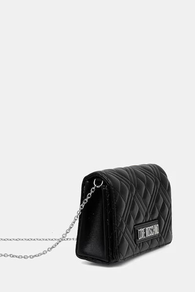 Black Quilted Clutch with Chain Strap