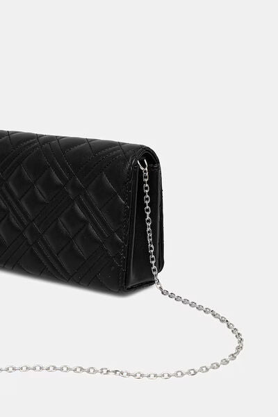 Black Quilted Clutch with Chain Strap