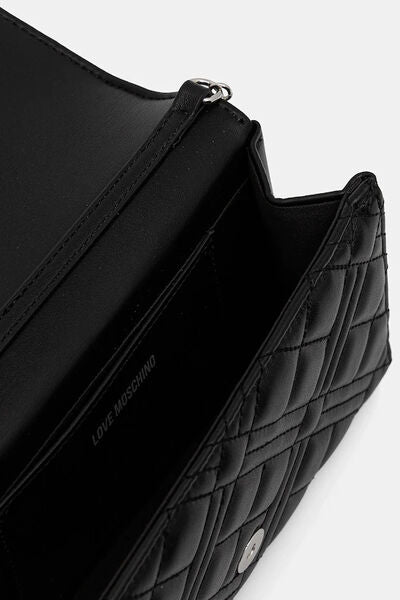 Black Quilted Clutch with Chain Strap