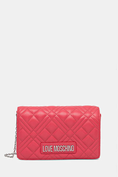 Red Quilted Crossbody Bag with Chain Strap