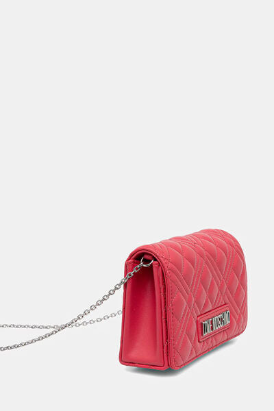 Red Quilted Crossbody Bag with Chain Strap