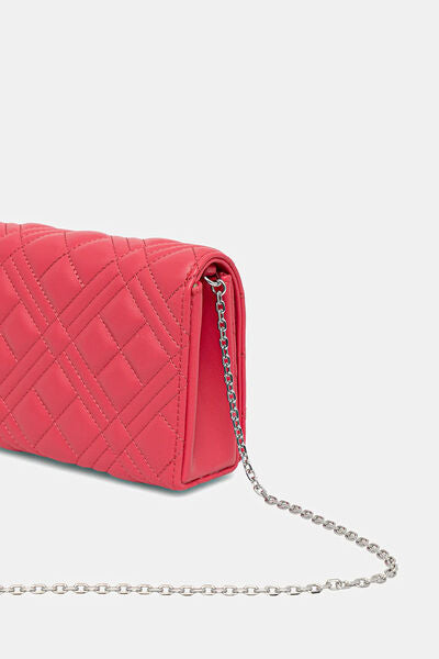 Red Quilted Crossbody Bag with Chain Strap