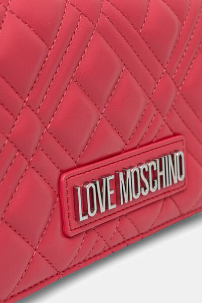 Red Quilted Crossbody Bag with Chain Strap