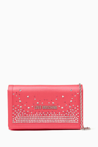 Pink Embellished Crossbody Bag with Chain Strap