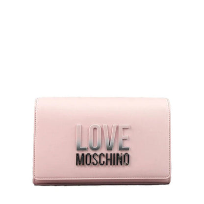 Pink Structured Clutch with Embossed Logo