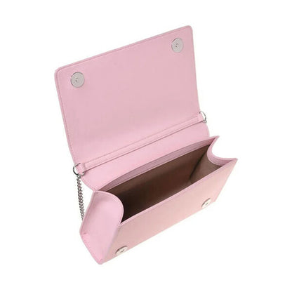 Pink Structured Clutch with Embossed Logo