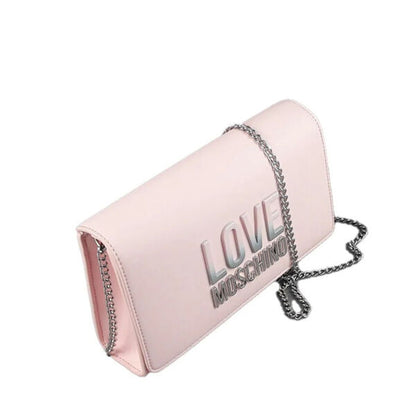 Pink Structured Clutch with Embossed Logo