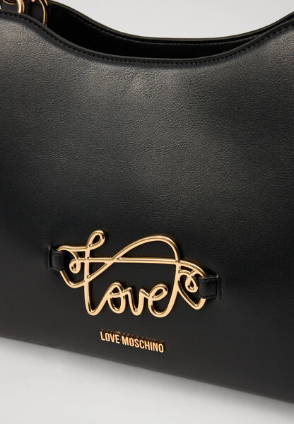 Black Faux Leather Bag with Gold Detailing