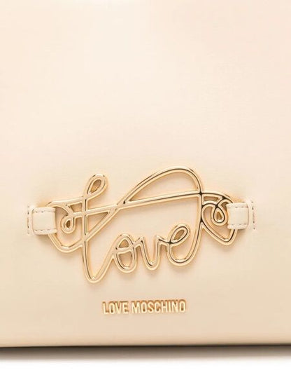 Cream Structured Tote Bag with Elegant Script