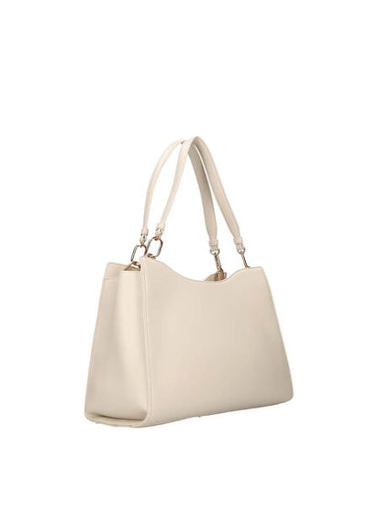 Cream Structured Tote Bag with Elegant Script