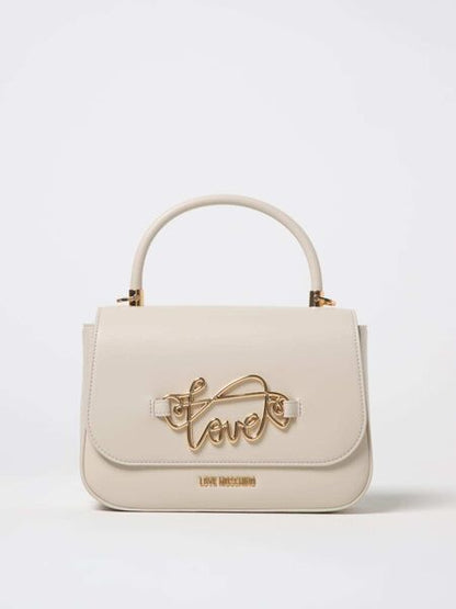 Ivory Structured Handbag with Gold Accents