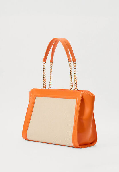 Orange Canvas Tote with Heart Accent