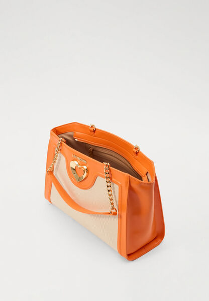 Orange Canvas Tote with Heart Accent