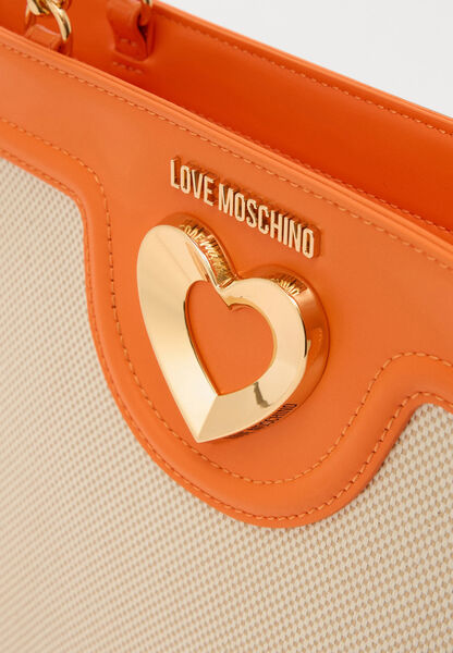 Orange Canvas Tote with Heart Accent