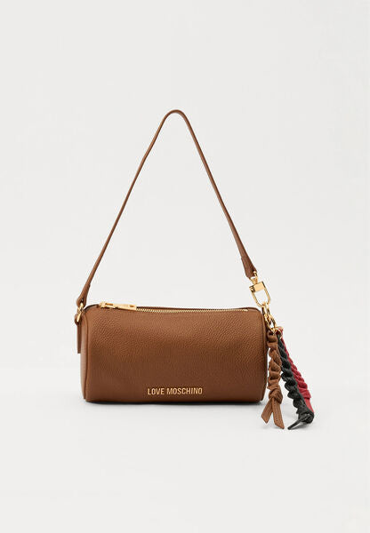 Brown Leather Shoulder Bag with Braided Tassel