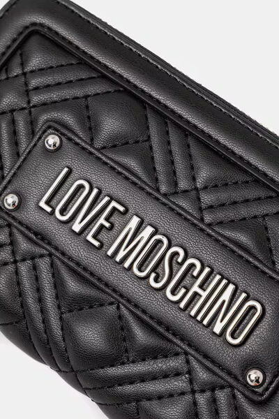 Black Quilted Wallet with Logo Plate