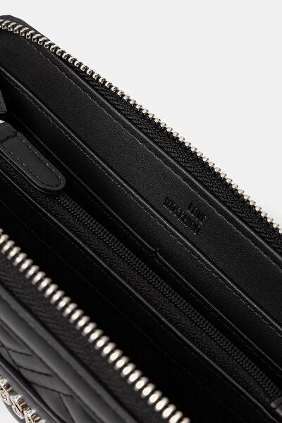 Black Quilted Wallet with Logo Plate