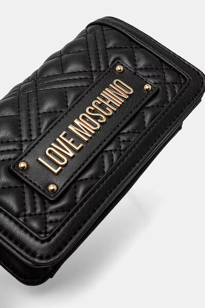 Black Quilted Chain Bag with Logo Plaque