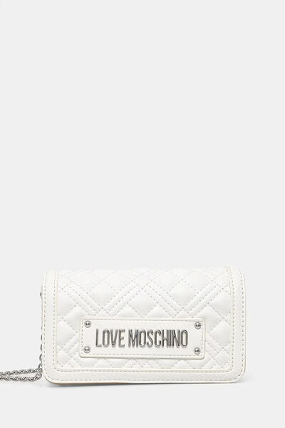 White Quilted Crossbody Bag with Logo Accents