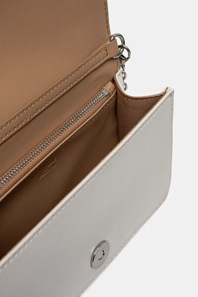 White Quilted Crossbody Bag with Logo Accents