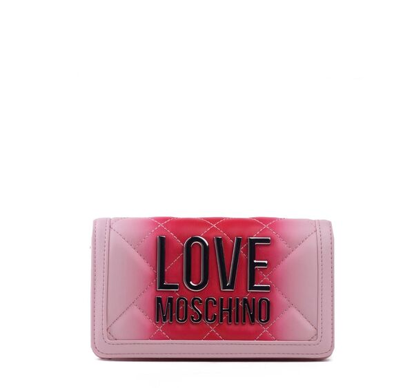 Pink Quilted Clutch with Bold Logo